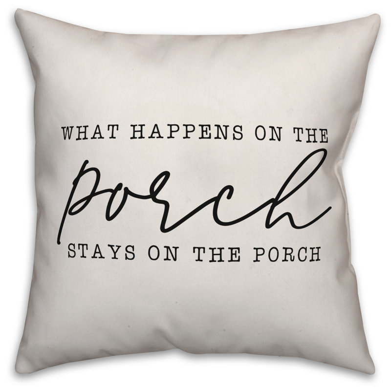 Textual Outdoor Throw Pillow, Off White/Black, 16" x 16" 