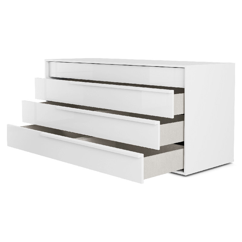 Mangotsfield 60" W 4-Drawer Soft-Close Dresser , Glossy White