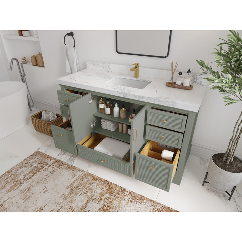 Alys 60'' Single Bathroom Vanity with Top, Calacatta Gold