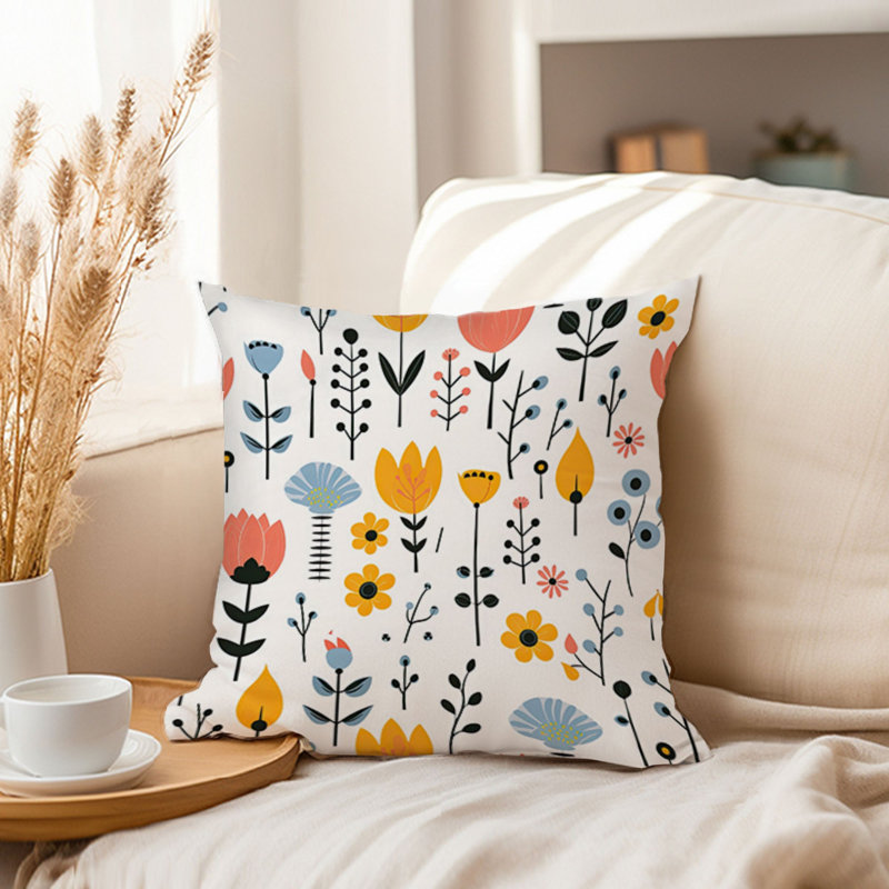 Botanical Scandinavian Flower Pattern I, 16"H x 16"W