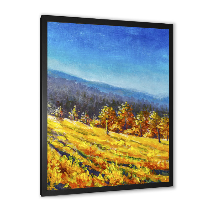 Forêt d'automne dorée - Peinture, Toile avec cadre photo noir, H 36 po x l 24 po x P 1 po
