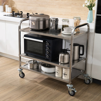 Chariot de cuisine roulant avec plateau en acier