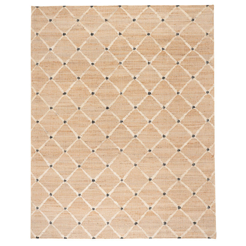 Tapis en jute tissé à la main Kali, Rectangle 9 pi 6 po x 13 pi 6 po, Natural