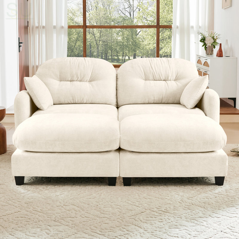 Cloud Sectional Couches, Premium Chenille Fabric With Soft Throw Pillows, Tufted Cushion Backrest, High-Density Foam, Ergonomic Design, Easy Install, Elegant Armrests, Fits Bedrooms