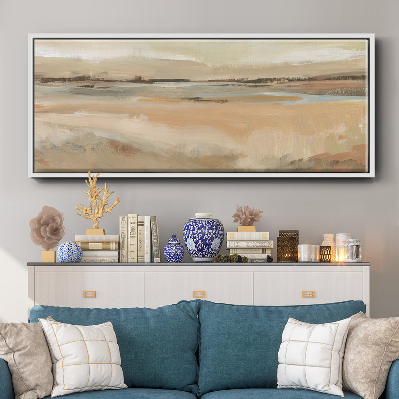 «Earth Tone Landscape II», toile encadrée, H 20 po x l 50 po x P 1,5 po, Blanc