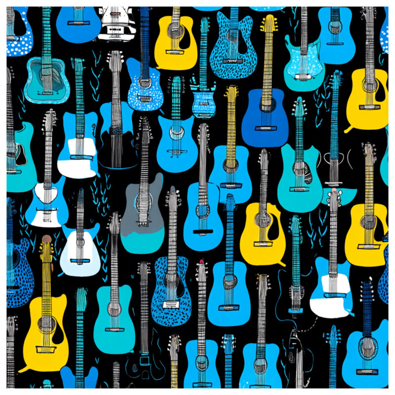 Coussin Guitars, coussins double face Music, 18 x 18 inches