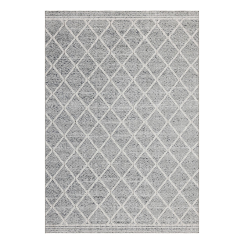 Lusko Tessa Distressed Machine Washable Area Rugs, Rectangle 3' x 5', Gray Ivory