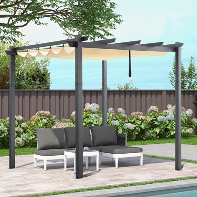 10 Ft. W X 10 Ft. D Aluminum Pergola with Canopy