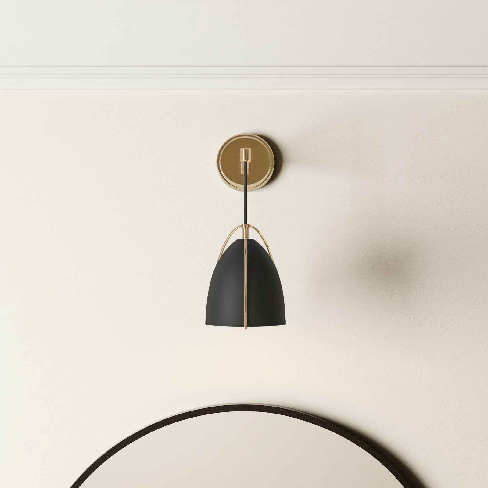 Nikki Single Dimmable Bath Sconce, Satin Brass, No, Steel Midnight Black 