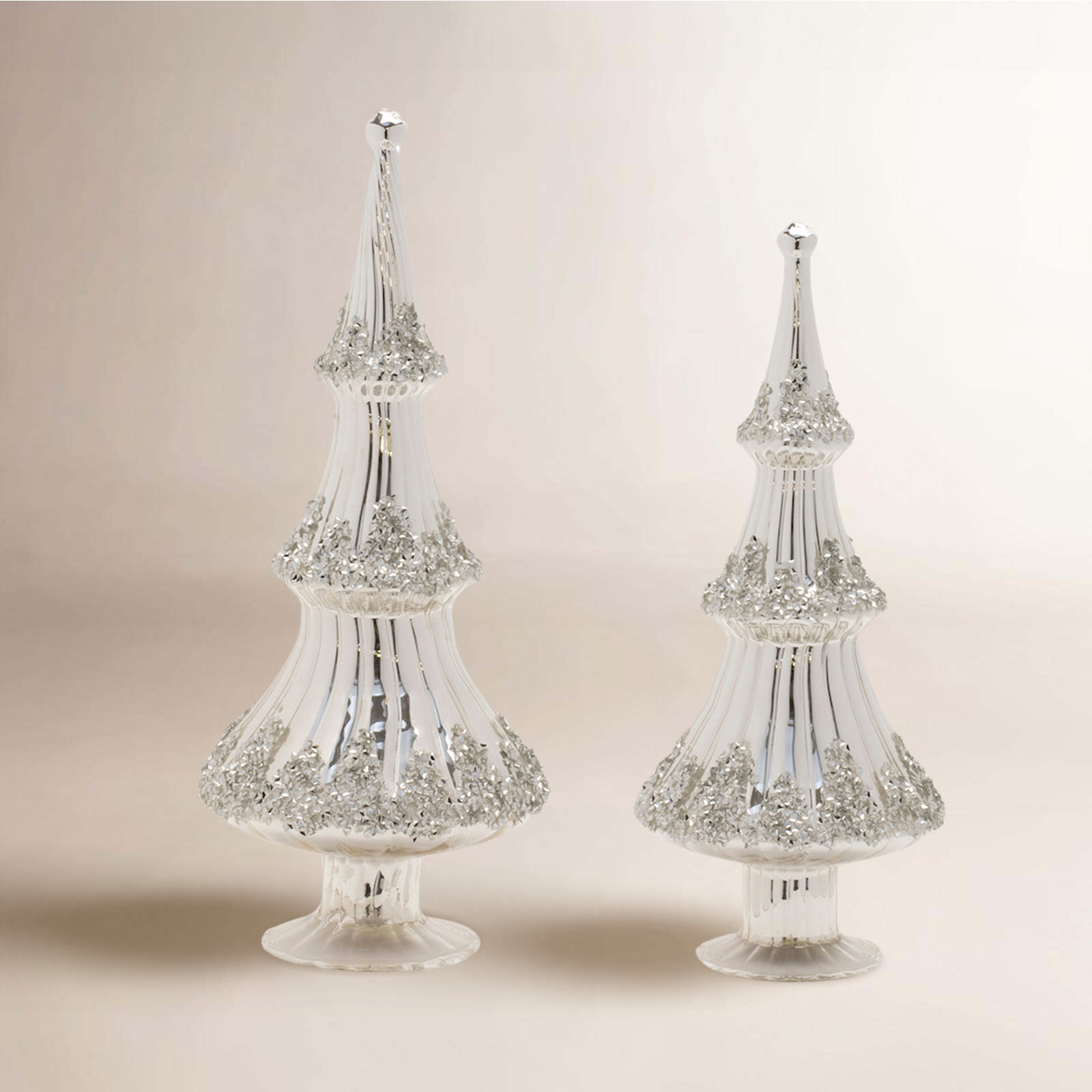 2-Piece Beaded Glass Tabletop Tree Set