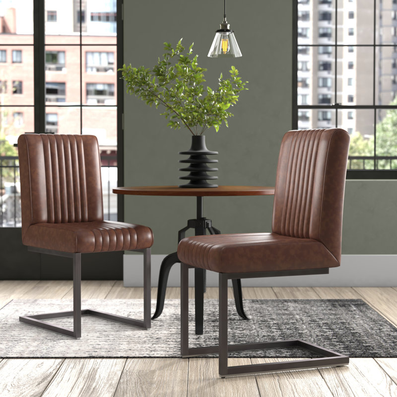 Armor 50cm H Upholstered Metal Side Chair, Brown