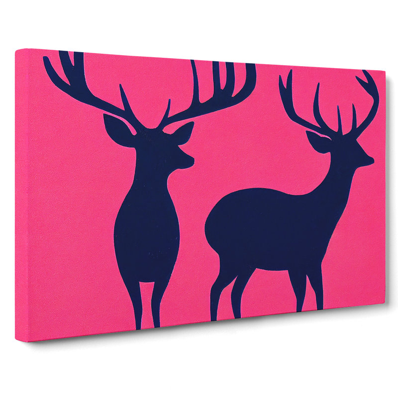 Striking Stags Abstract - Wrapped Canvas