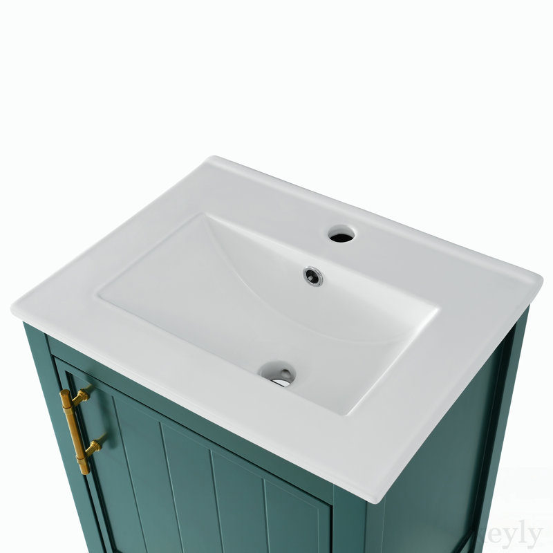 Frere 20'' Single Bathroom Vanity with Ceramic Top, Green