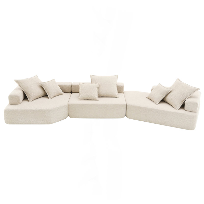 Canapé modulaire surdimensionné surdimensionné, ensemble de canapé de plancher Boucle de luxe, canapé convertible compressé, canapé spacieux rempli de mousse pour le salon, combinaison gratuite de 3 PC, 2 couleurs
