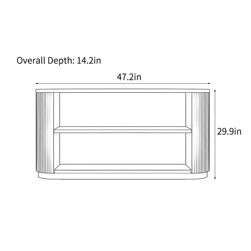 Console américaine simple, H 29,9 po x l 47,2 po x P 14,2 po, Brun