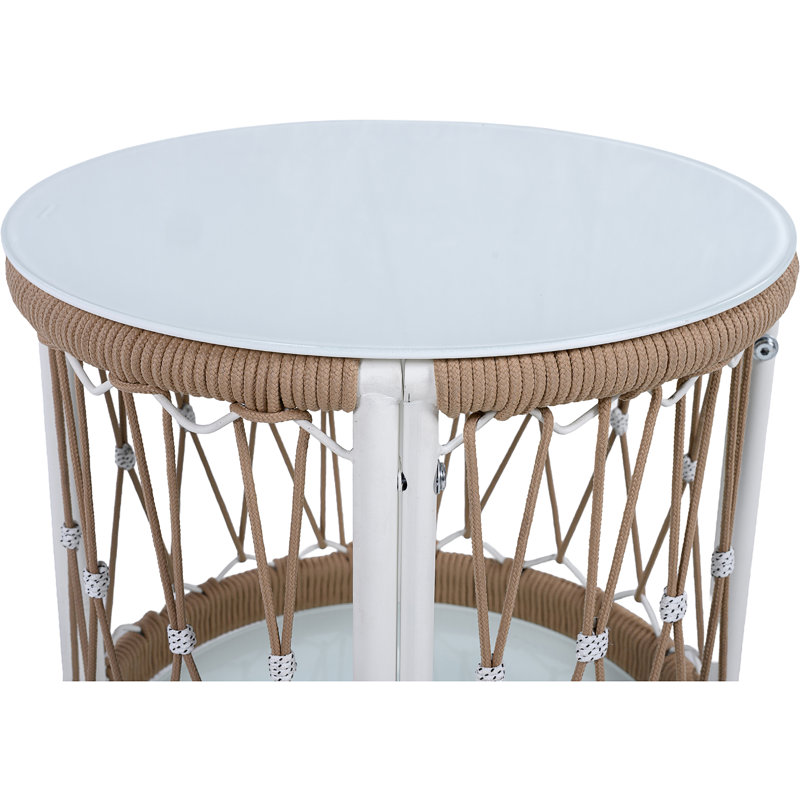 Table d'appoint d'extérieur 17,32 po Bohemian Garden - Corde tissée à la main avec structure en acier thermolaqué (table incluse seulement)