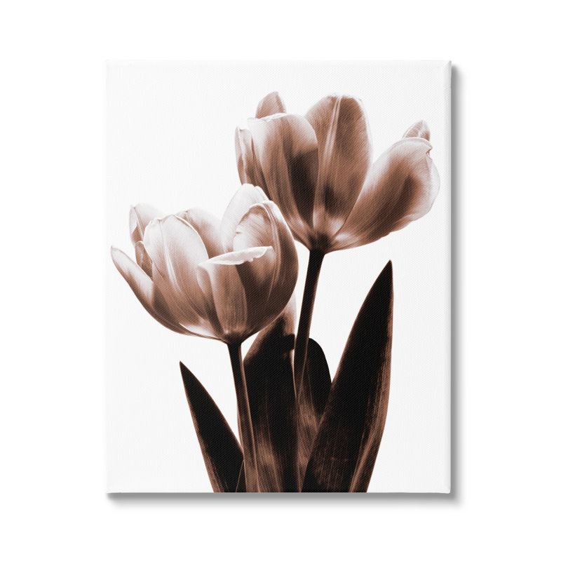 «Modern Tulip Silhouette Duo Floater» par Caroline Kelly, H 30 po x l 24 po x P 1,5 po, Toile tendue