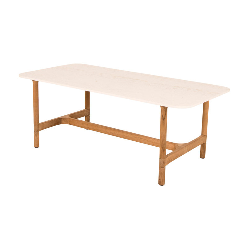 Twist Outdoor Coffee Table, Teak/Travertine Look