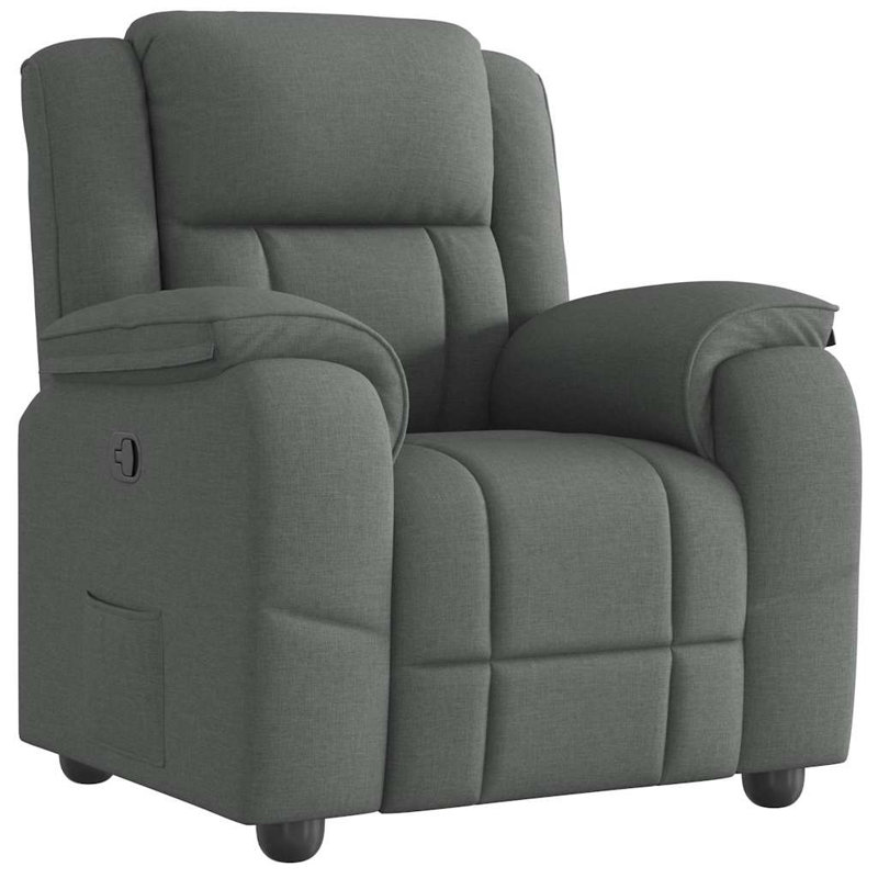  Recliner Chair Dark Grey Polyester, Metal, Plywood, Foam, PP Fiber