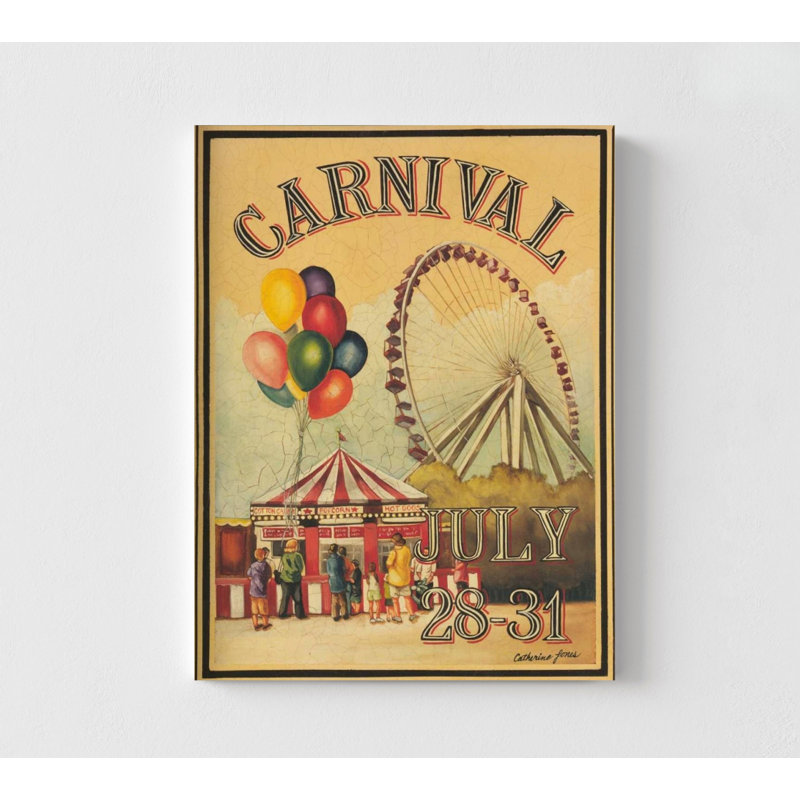 Carnaval de Catherine Jones, affiche rétro, art mural rétro coloré Carnaval, affiche rétro parc d'attractions, décoration de maison antique