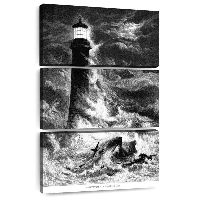 Phare d'Aletra dans la tempête, H 38 po x l 24 po