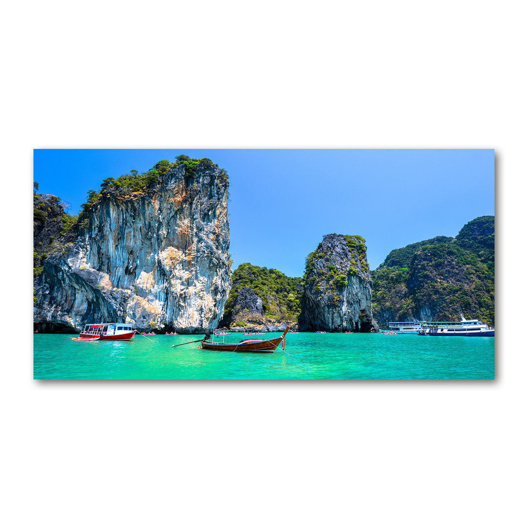 Leinwanddruck - Wandkunst - Drucke auf Leinwand - 120X60 Bildmotiv: Boote Thailand