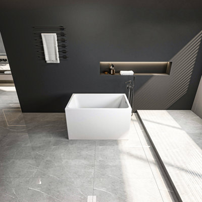 43"  Acrylic Freestanding Bathtub ,Spacious Rectangle Shape, Chrome Overflow & Pop-Up Drain CUPC Certificate