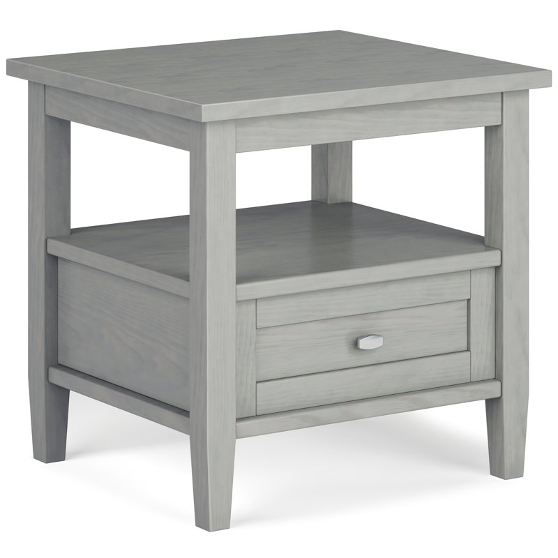 Table de bout transitionnelle moderne en bois massif de 20 po de large gris brouillard, Brouillard gris