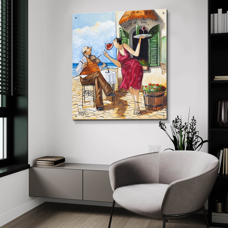 Art mural en verre Winston Porter «Wine & Music» par Ronald West, H 36 po x l 36 po x P 0,2 po