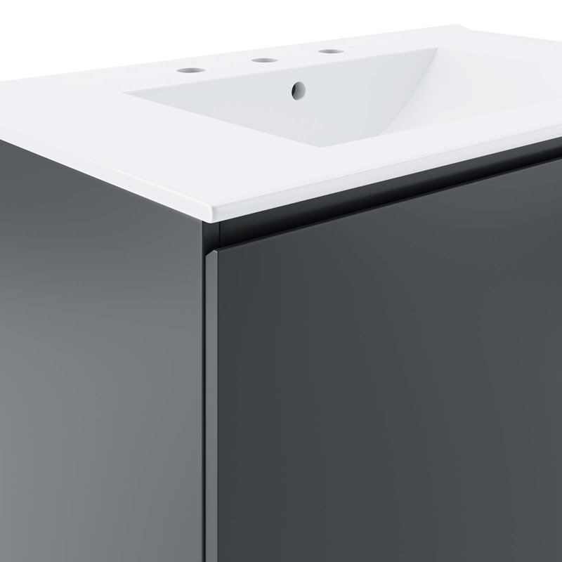 Modway Bryn 30" Wall-Mount Bathroom Vanity, Gray, White