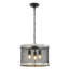 Lustre suspendu 3 lumières en métal noir et blanc vieilli 3 lumières 16 po		