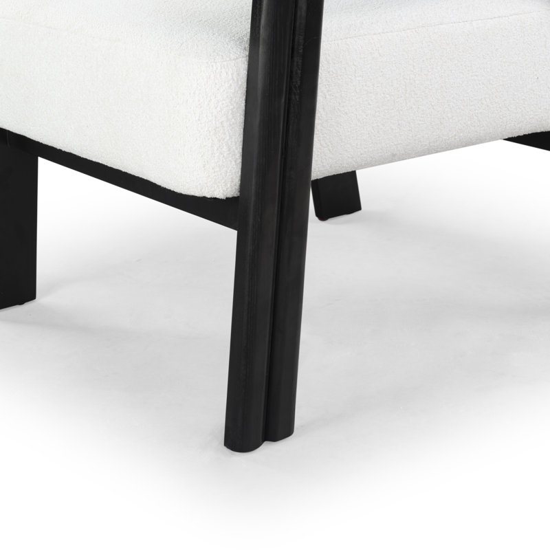 Fauteuil de 24,3 po de large Iwo, Ivoire Bouncle, Noir