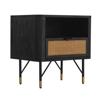 Table de chevet noire avec bordure, L 22 po x l 16 po, dommages, éléments de configuration simples, usure, assemblage