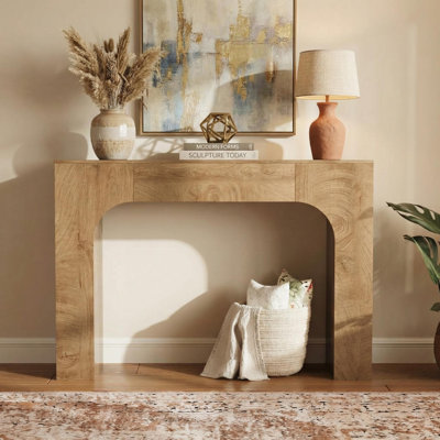 Slim Farmhouse Console Table for Living Room – Narrow Wooden Entryway Table, Rustic Oak Accent, Space-Saving Hallway Furniture, Ideal Behind Sofa or in Foyer, 47 Inch – 1.2m Annual Ring Oak Color