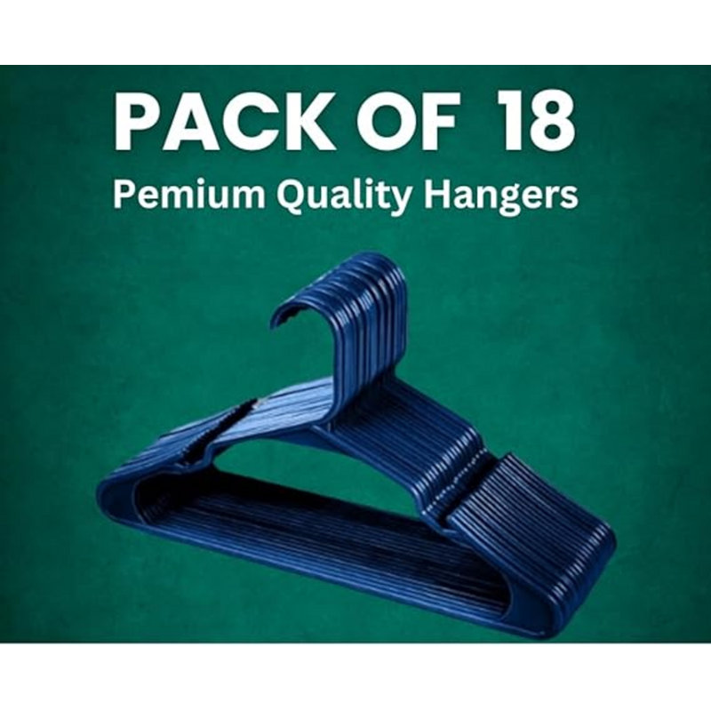 Clothing Hangers, 18 Pack, Blue, Durable Plastic