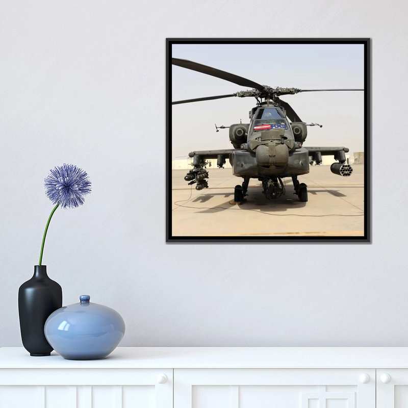 « front view of a ah-64d apache longbow », reproduction de photo sur toile, H 18 po x l 18 po x P 1,5 po, Pas de tapis