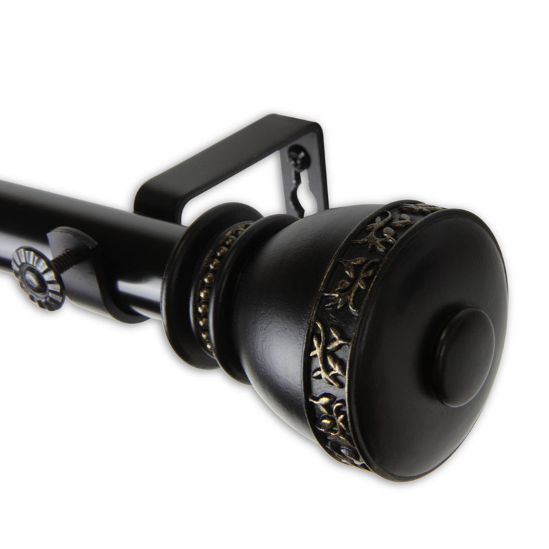 Tringle à rideaux simple réglable 1 po Anndale, Noir, 66 po à 120 po