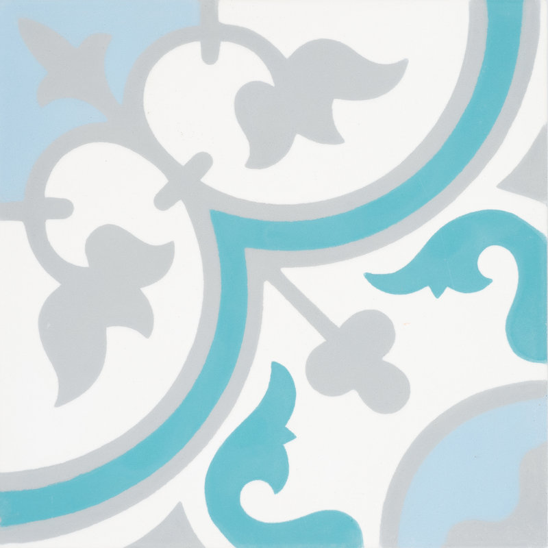 Casa 8" x 8" Cement Patterned Wall & Floor Tile, Gray/Beige