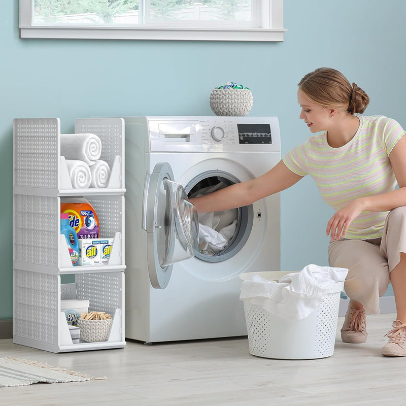 Organisateur de garde-robe en plastique - Bacs de rangement ouverts à l'avant pour les vêtements, le garde-manger, la salle de bain, la cuisine et le garage - Armoires, comptoirs et rangement sous les tablettes