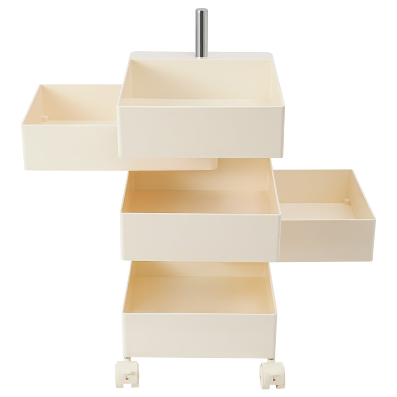 Armoire de rangement Table de chevet pivotante avec 4 roulettes, Blanc