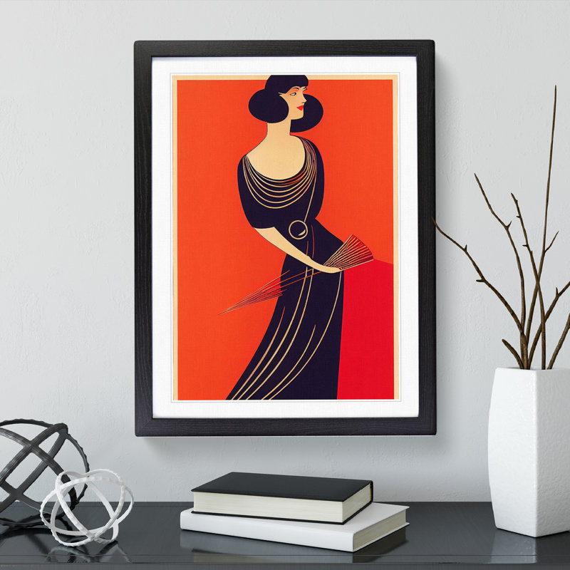 XV1022-774X Art Deco Woman No.4 - Single Picture Frame Print, Black, 34cm H x 25cm W
