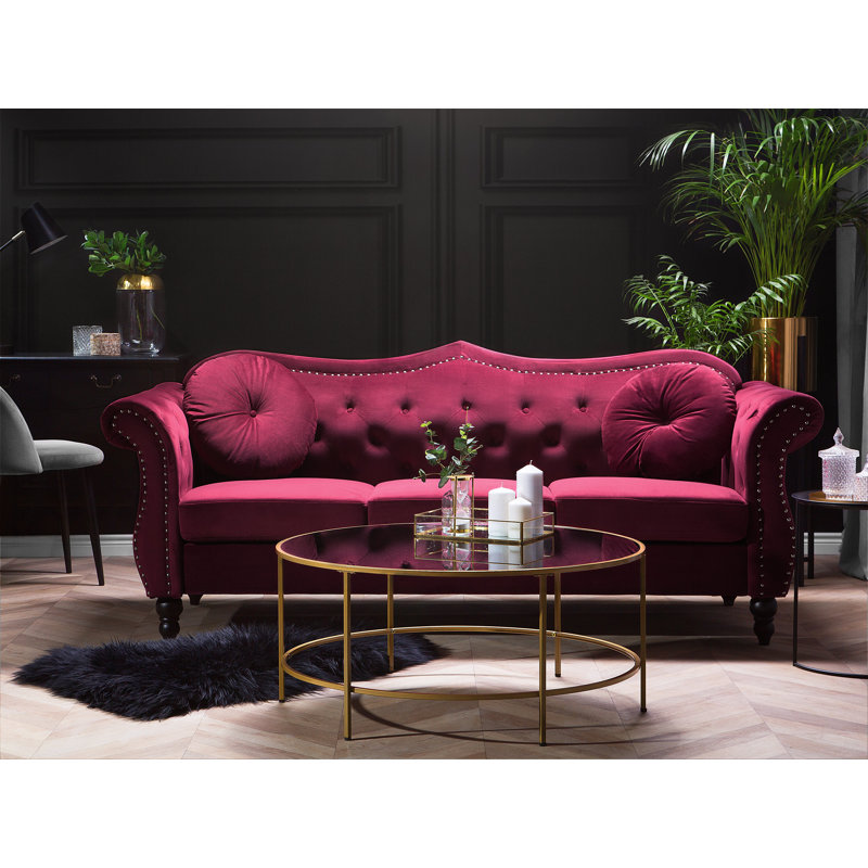 3 Seater Velvet Sofa, Maroon