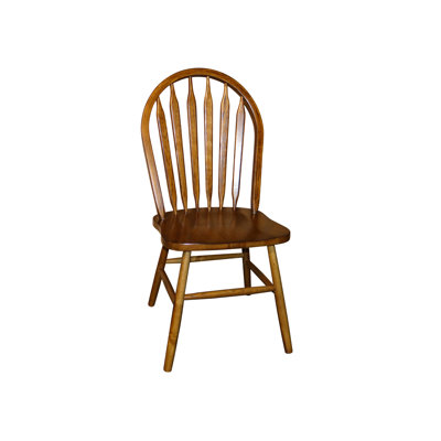 Classic oak wood arrow back chair with whiskey brown finish.