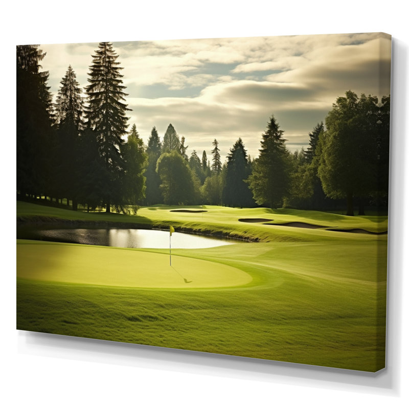 Golf Fairway Serenity - Art encadré golf, Toile tendue, H 34 po x l 44 po x P 1,5 po