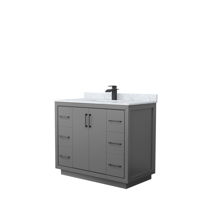 Icon 42" Single Bathroom Vanity Set, Dark Gray, Matte Black