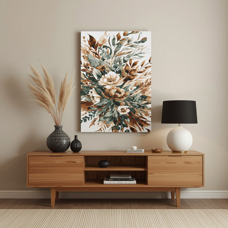 Aquarelle florale, art mural gris en métal 84