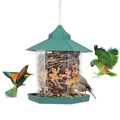 Station de suspension suspendue pour oiseaux avec grande capacité 6 ports d'alimentation pour parc de jardin, patio, imperméable, facile à remplir