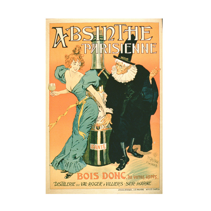 P. And Maltese Gelis-Didot So Drink, Youll See Late, Parisian Absinthe, art sur toile, H 32 po x l 22 po