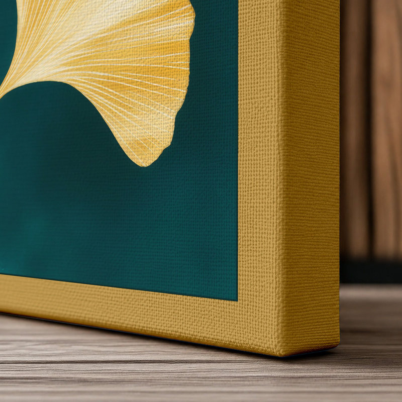 Ginkgo Moon Botanical - Wrapped Canvas, 36x24 - 91.4 x 61.0 cm, Ochre Border