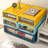 4-Pack Stackable  Cosmetic  Storage Boxes with Drawers , 4-Drawer Desk Organizer (Fire Red + Ocean Blue + Sunset Yellow + Bright Green)